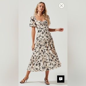 Baldwin Floral Print Puff Sleeve MIDI Dress